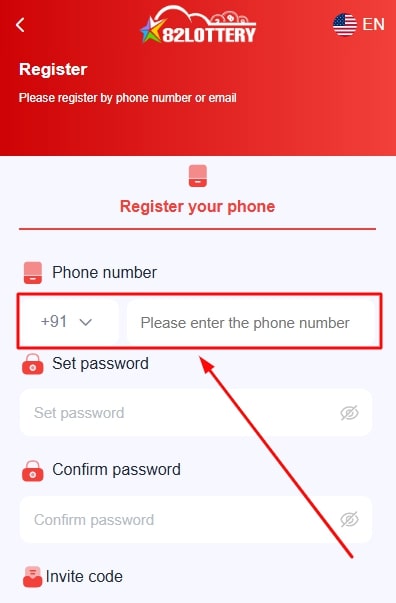 enter the mobile number you want to register