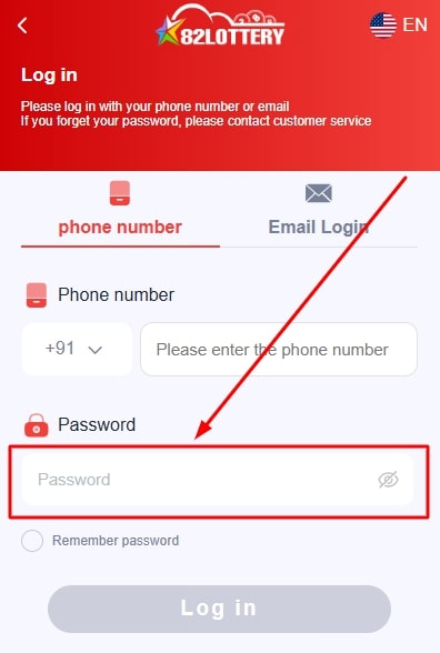 enter your registered password to login